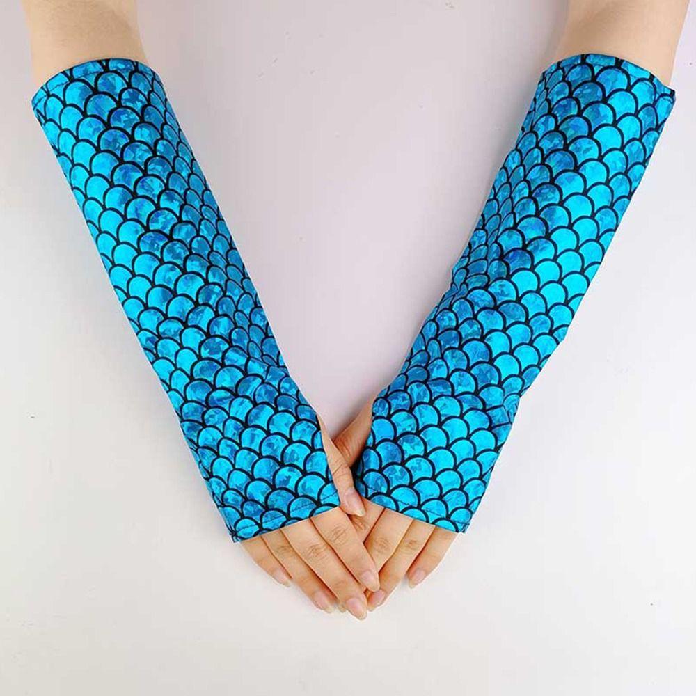 Красочные нарукавники длинные защита от солнца модные готические митенки Хэллоуин сцена