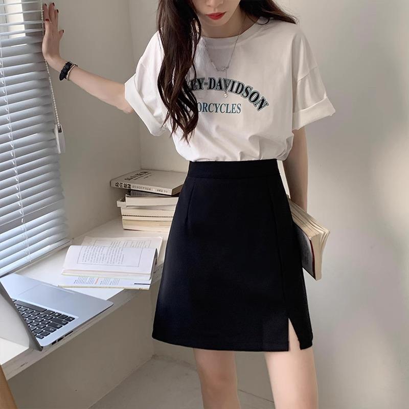 2024 Spring Women's High Waist Slim A-Line Skirt with Fashionable Hip Design and Casual Slit