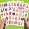 100 Stickers Cute Princess Flat Series Cute Cartoon Little Princess DIY Children's Stickers 4 Pieces/pack