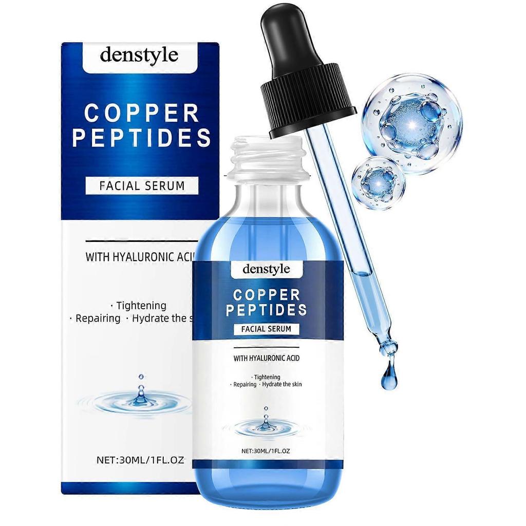 Copper Peptide Facial Serum with Hyaluronic Acid, Lightweight Deep Hydration Serum, Smooth & Plumping, Copper Peptides Serum for Face, Tightening, Rep