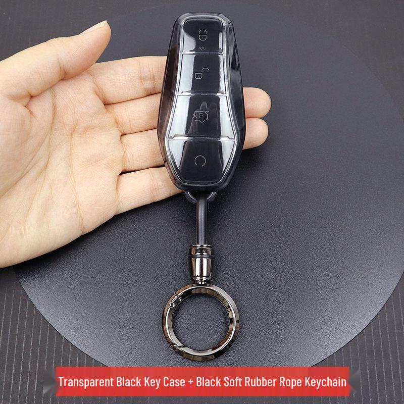 BYD Qin Plus DMI TPU Key Case: Fully Enclosed, Transparent, Drop-Proof Cover for Men