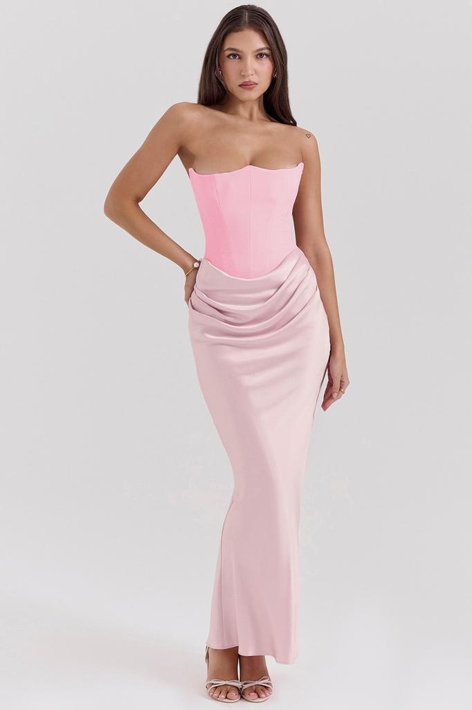 Новый красный топ-бандо на косточках сексуальный облегающий платье-русалка платье-русалка длинное однотонное платье женское