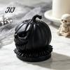 Dark Atmosphere Home Accents 3D Printed Evil Pumpkin Head Figurine with Ruffled Collar, Gothic Artistic Desktop Holiday Gifts Jack O Lantern