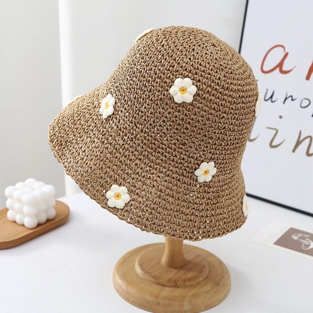 Panama Cap UV Protection Flower Beach Hat Flat Hat Boho Sun Protection Straw Hat Sun Hat Sun Cap