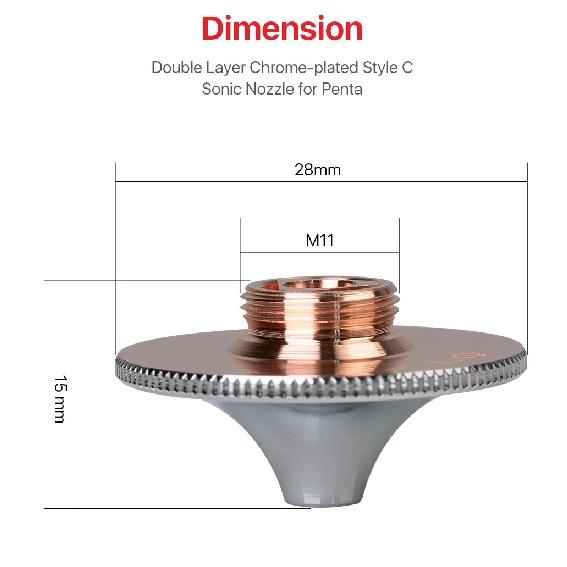 Ultrarayc Laser Nozzles Chrome-plated Double Layers D28 Caliber 1.2mm-1.6mm for Penta Sonic Cutting Metal