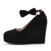Модные женские туфли-лодочки на высоком каблуке на танкетке с пряжкой и бабочкой на платформе для женщин, свадебные туфли больших размеров