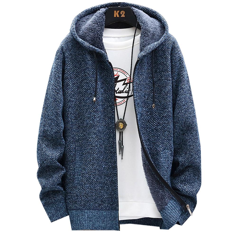 Mens Baggy Full Zip Sweater Coats Hooded Casual Warm Tops Plain Outwear Jackets