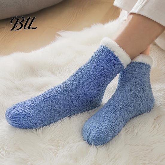 Edema Relief Socks Thickened Plush for Women, Soft Coral Fleece Slipper with Comfortable Lounge Towel Bottom Cushioning, Thermal Floor Autumn