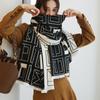 New Korean Style Geometric Warm Scarf for Autumn and Winter  Dual-purpose Air-conditioned Room Shawl for Students Windproof Scarf Outside