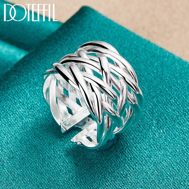 925 Sterling Silver Open Weave Ring Fashion Wedding Jewelry