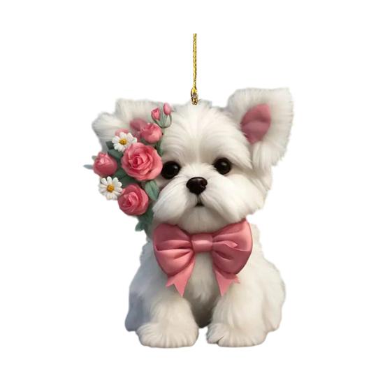 Милые подвески в виде кошки, собаки и розы, 2D акриловый брелок, новинка, шарм на тему питомцев для зеркала автомобиля, сумки, дома, праздничное украшение