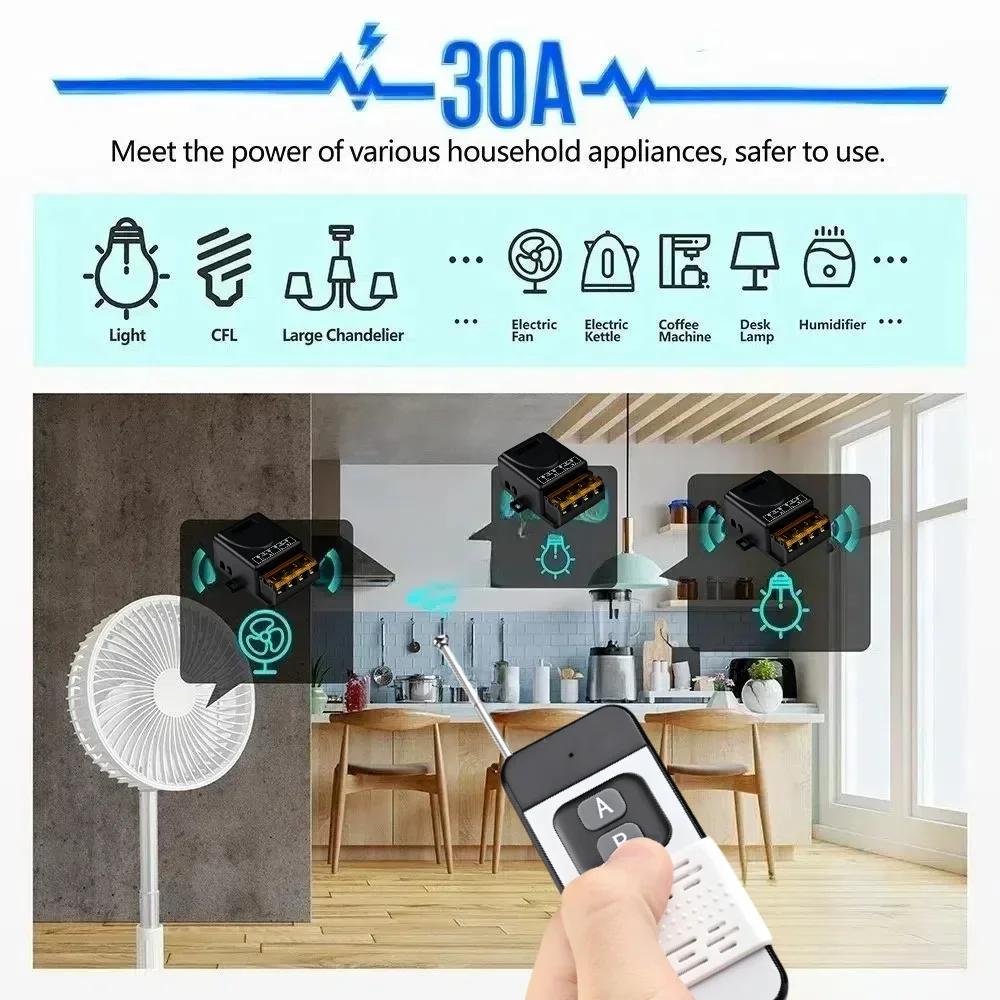 AC 110V 220V 30A Реле Система беспроводного дистанционного управления RF 433МГц Передатчик Вкл Выкл для водонагревателей потолочной светодиодной лампы