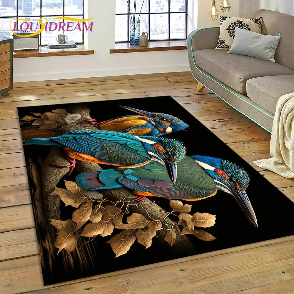 Cute Dream Birds Parrot Peacock Cartoon Rug Carpet for Living Room Bedroom Decor,floor Mat Non-slip Decoration for Sofa Doormat
