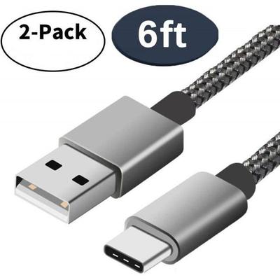 Кабель USB Type-C, (лот из 2 2М), (темно-серый), нейлоновый плетеный кабель для быстрой зарядки Кабель USB A - USB C для Samsung
