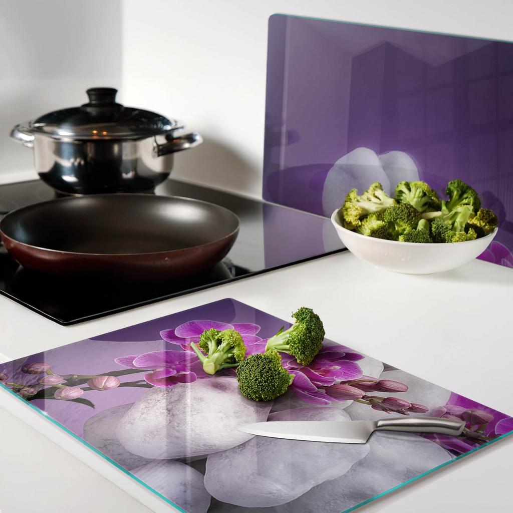 Multifunctional Decorative Glass Boards with Orchid Print 2x40x52 cm