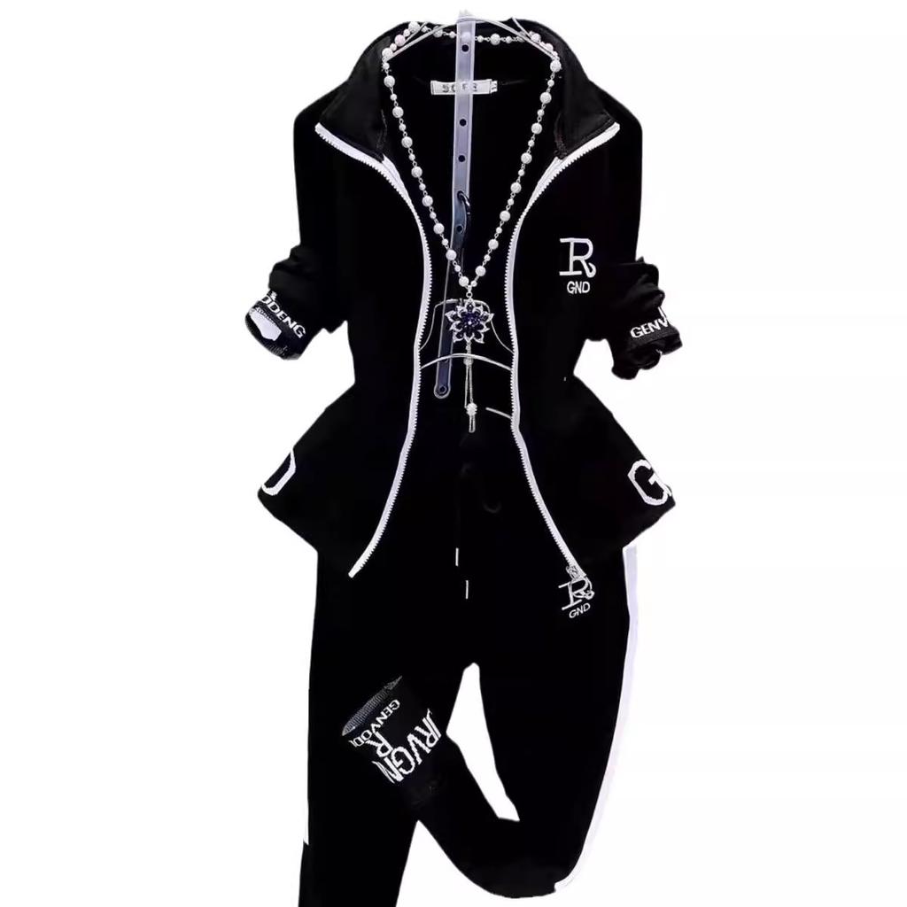 Women's Spring Autumn Fashion Casual Suit Korean Sportswear Slim Long Sleeve Coats Tops and Pants 2 Two Piece Set for Women