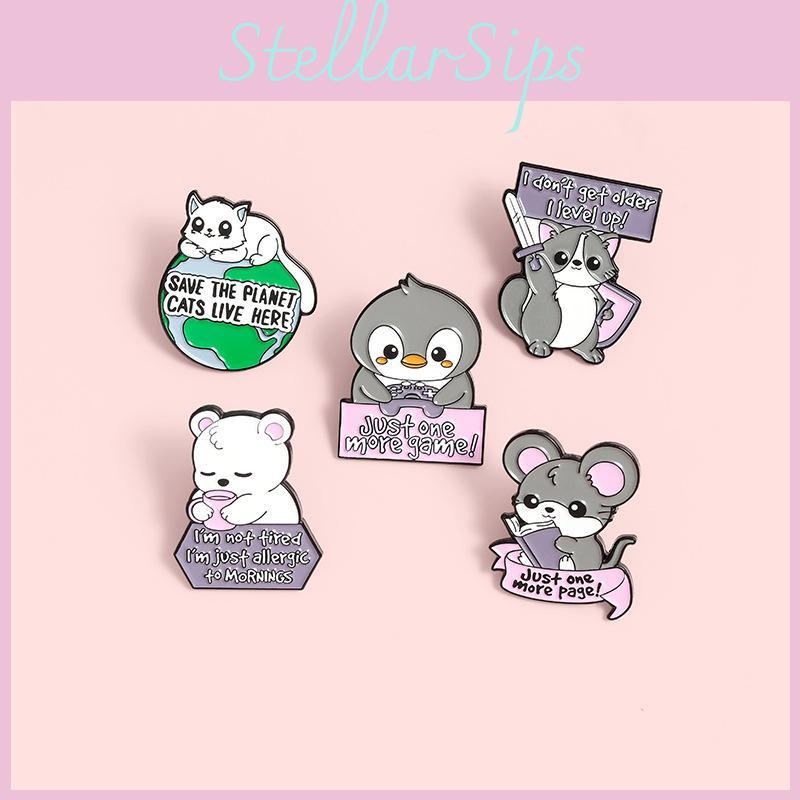 Cute Cartoon Animal Brooches Featuring Adorable Cats Penguins And Polar Bears For Unique Style