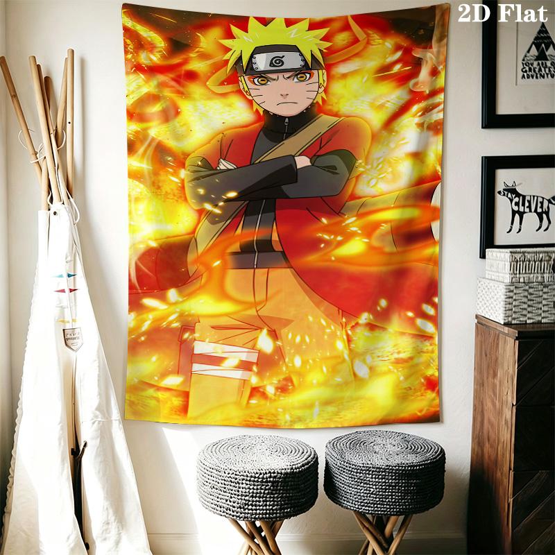 Naruto Fire Determination Wall Tapestry Aesthetic Wall Hanging Printed Fabric Blanket Decorative Tapestries For Bedroom Living Room Home Decor