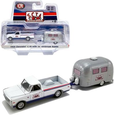 Greenlight ACME Масштаб 1/64 Chevrolet C10 с Airstream Bambi Sport S.C.T.A. 1968 Greenlight Chevy Airstream [Параллельный импорт]
