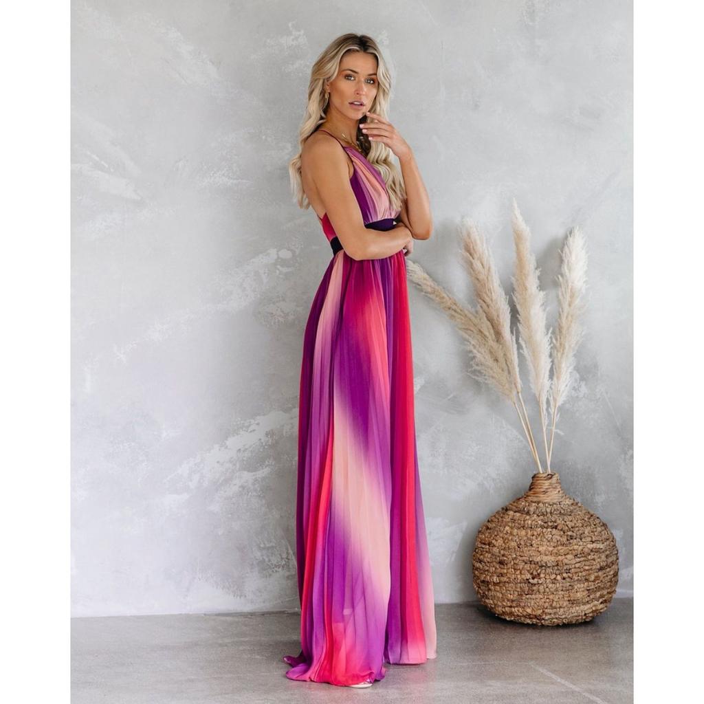 Spring Summer Women's Sexy Deep V Rainbow Mesh Strap Mini Dress, European American Style Crossbody Casual Party Dress