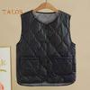 Зимний женский многослойный жилет с сумкой для хранения, тонкий, с подкладкой, застежка на кнопки, V-образный вырез, без рукавов, однотонный, ветрозащитный, сохраняющий тепло, для улицы, пух
