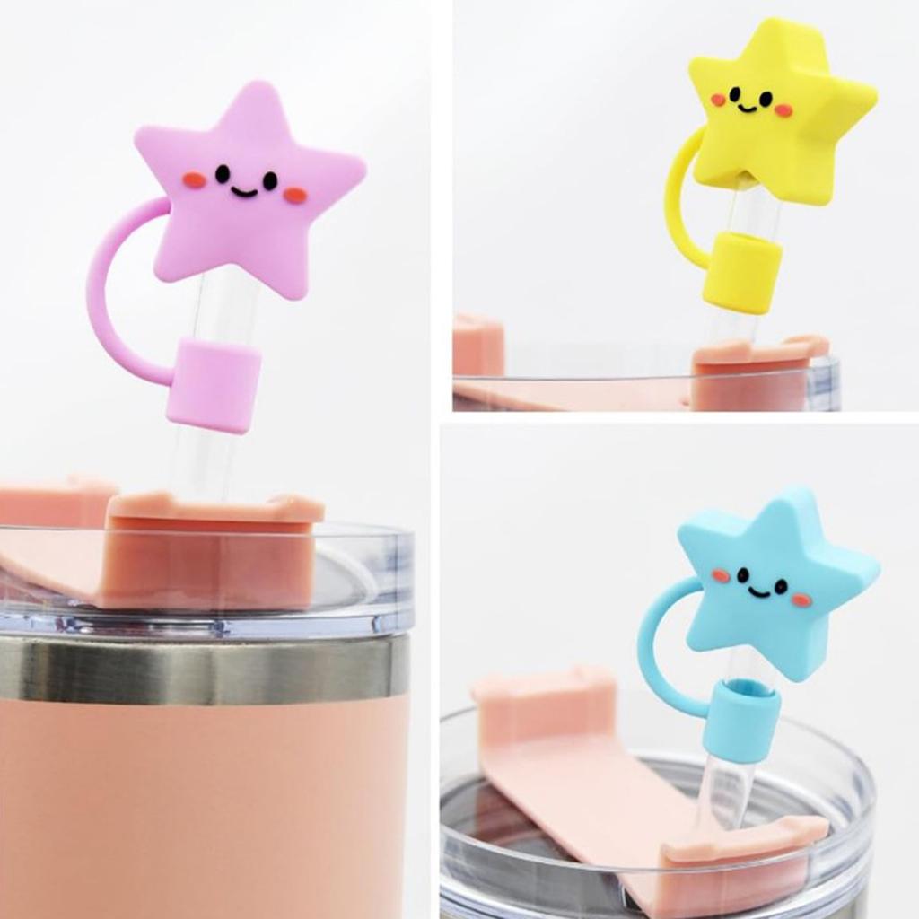 4/8Pcs Animals Star Silicone Straw Covers Cap Drinking Straw Tip Lids SplashProof Plugs Covers Cup Accessories Easy Use
