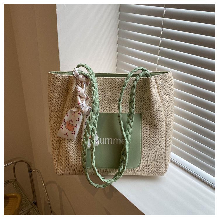 Straw Beach Tote Bag Summer Shoulder Bag Niche Popular Underarm Bag Fashion Versatile Women'S Bag