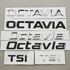 QPZF2 3D ABS Chrome Black Logo OCTAVIA TSI Emblem Letters Car Rear Trunk Badge For Skoda Octavia 1 2 3 4 A5 A7 MK3 Sticker Accessories