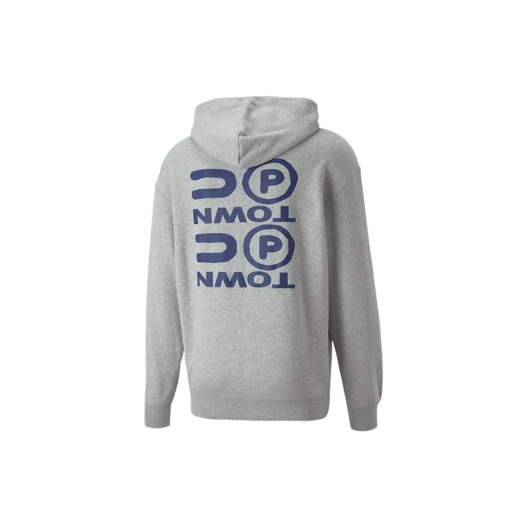 Puma Толстовка с капюшоном и графическим принтом, унисекс, серая 536753-04
