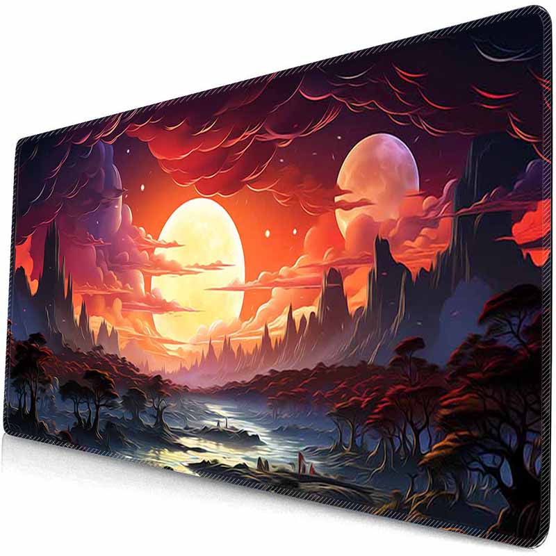 HD Большие Игровые Коврики для Мыши Сценарий с Сакурой Луна Коврик для Мыши Большие Настольные Коврики Нескользящий Резиновый Коврик для Мыши XXL Большие Настольные Коврики для Клавиатуры