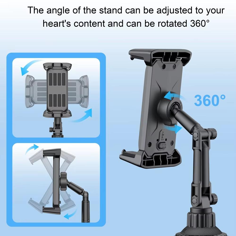 Car Phone Tablet Mount, 3-in-1 Dashboard Windshield Air Vent Cup Holder, Adjustable Stand for iPhone iPad