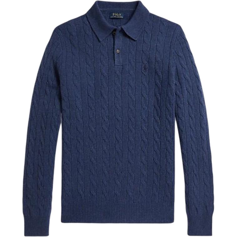 Polo Ralph Lauren Вязаный свитер из шерсти и кашемира с длинным рукавом и узором «косичка» Мужской свитер MNPOSWE16822400-410