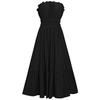 Women Summer Casual Sleeveless Strapless A-Line High Waist Solid Color One Collar Dresses Spring S-XL Middle Long Dress