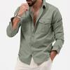 Мужская повседневная хлопковая рубашка с длинными рукавами и двойными карманами — универсальная застежка на пуговицы для повседневной носки