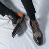 Мужские броги Мотоциклетные повседневные ботильоны с клетчатой ​​строчкой Индивидуальные демисезонные ботинки Платье с крылышками Формальный кожаный смокинг Свадебная обувь