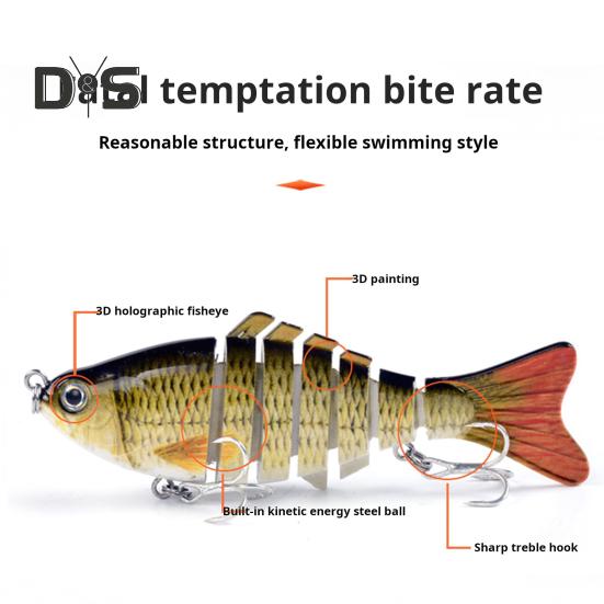 10CM/15.3G многосочлененная рыболовная приманка с крючками, реалистичная 7-секционная пластиковая искусственная приманка для пресноводной и соленой рыбалки