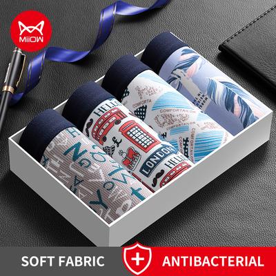 MiiOW 4 шт. мужское нижнее белье боксеры мужские трусики дышащая полиэстеровая внутренняя одежда сексуальные мужские трусы боксеры антибактериальные