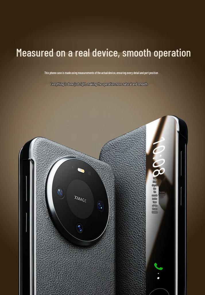 Магнитный кожаный флип-кейс Huawei Mate 80 Pro Max со Smart Sleep RS Защитой