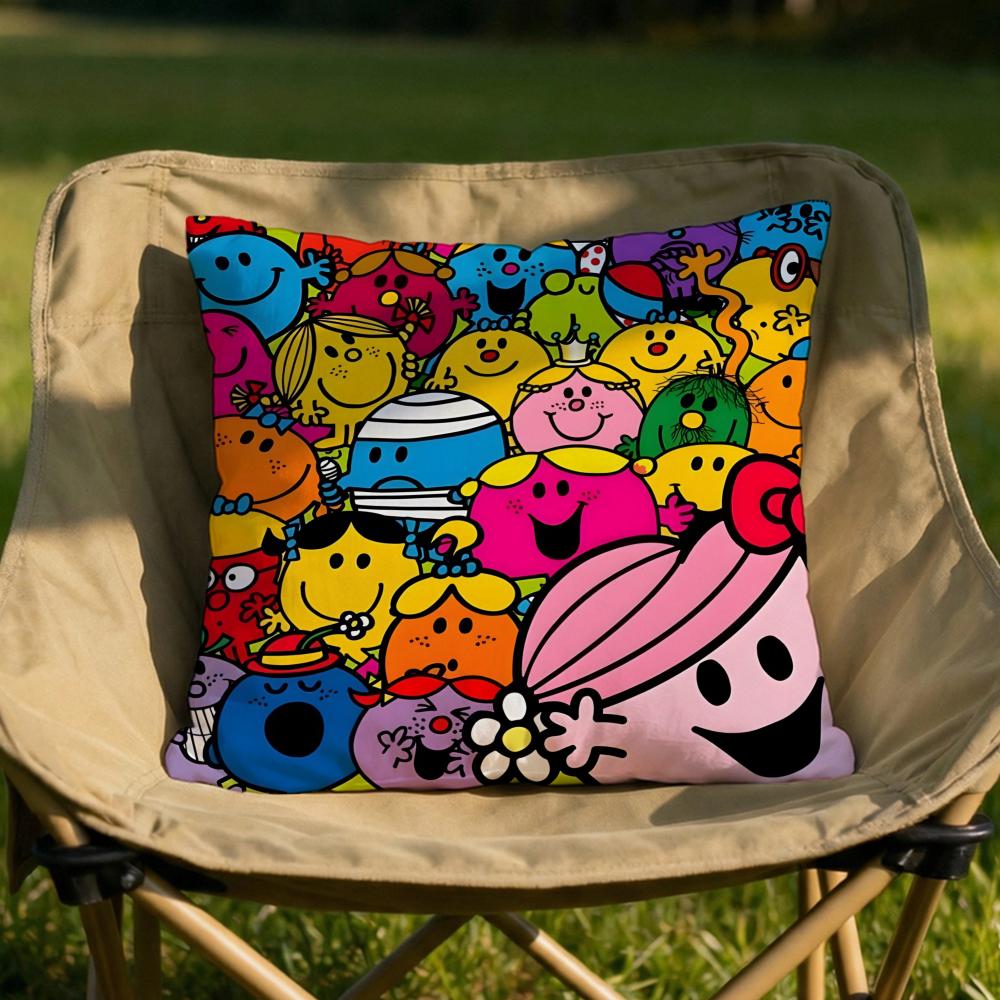 Mr Men and LLittle Miss Cushion Cover Soft Reversible Durable Pillow Cover MultiScene Use for Home Car Daily Comfort