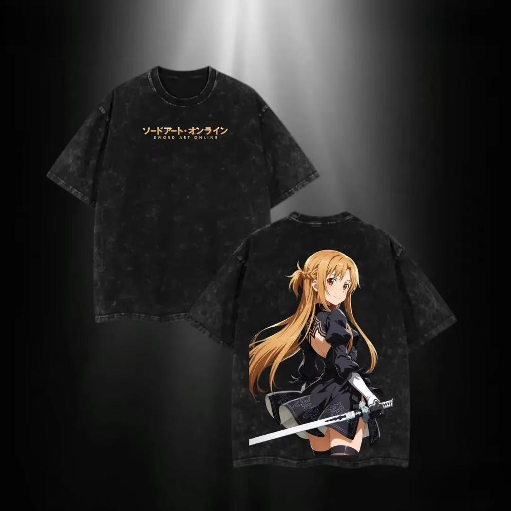 Футболка унисекс с коротким рукавом Sword Art Online Асуна, милый принт, винтажная, стирка, уличный стиль Харадзюку