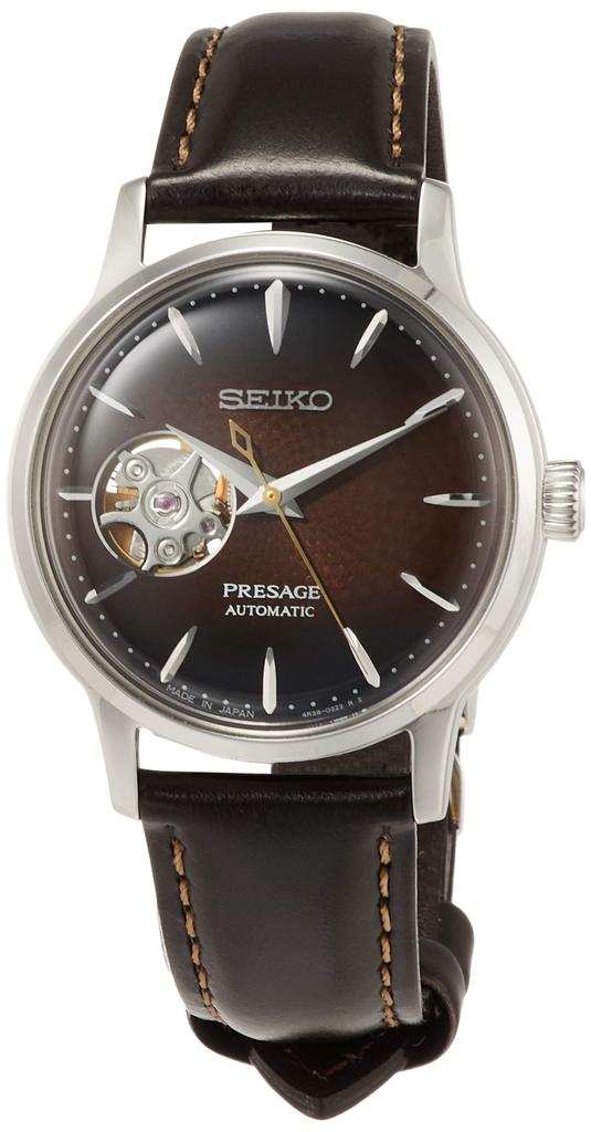 Seiko Watch Presage Mechanical Watch Cocktail Hardlex with Hammered and Wrapped Brown (Automatic Winding) Series, Box-Shaped Dial, SRRY037, Women's,
