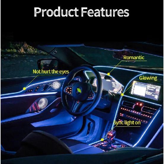 Oprah 1M/2M/3M/5M Car Interior Decorative Lamps Cold Light Decorative Dashboard Console Fiber Optic Auto LED Ambient Lights USB