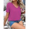 Летние Свободные и Повседневные Однотонные Женские Футболки с V-образным вырезом и коротким рукавом