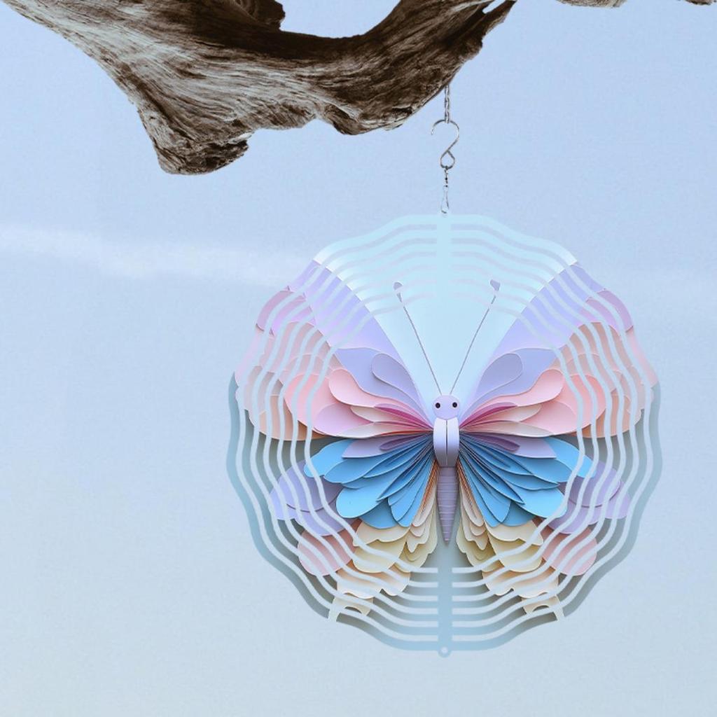 1pc 3D Mandala Flower Hanging Wind Spinner, Metal Garden Wind Chime, 360° Rotating Hook, Outdoor Yard Decor, No Electricity or Battery Needed