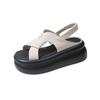 Fashion Women Leather Sandals 7CM Summer Shoes New 2024 High Platform Cross-strap Slides Fashion Casual Sandals Beach Chunky Slippers