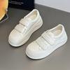 Leather Women's Shell Head Sports Board Shoes 2025 Spring and Autumn New Velcro Platform Muffin Biscuits Little White Shoes