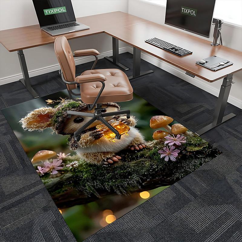 1pc Anime Mouse Chair Mat - Honey Jar Design Office Rug - Non-Slip Carpet for Desk Chairs - Festive Gift for Home Decor - Suitable for All Seasons - P
