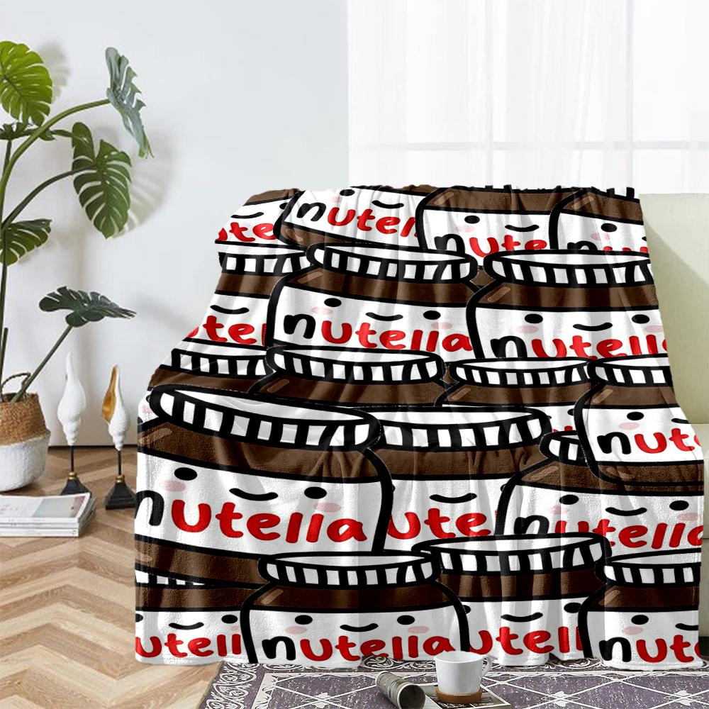 Nutella Theme Printed Blanket - Perfect for Couch, Bed, Travel & Outdoor Use | Machine Washable, Cozy & Durable.