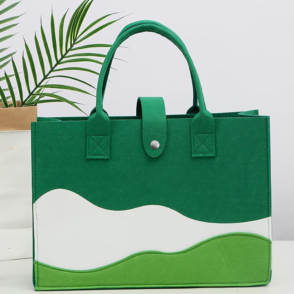 Шикарная полосатая фетровая сумка-тоут для женщин - Универсальная сумка для поездок на работу с надежной застежкой, фиксированный плечевой ремень