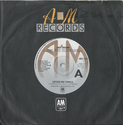 7-дюймовая пластинка CAPTAIN & TENNILLE - Shop Around AMS7233 A&M Records 1976 UK Поп Б/у